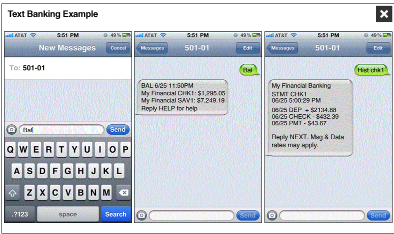 Text Banking Screenshot 